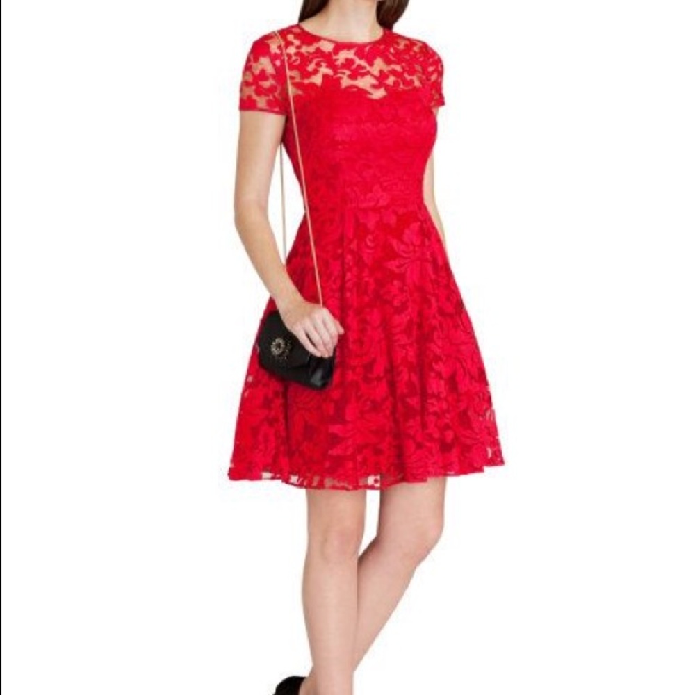 Ted Baker babydoll red retro lace skirt